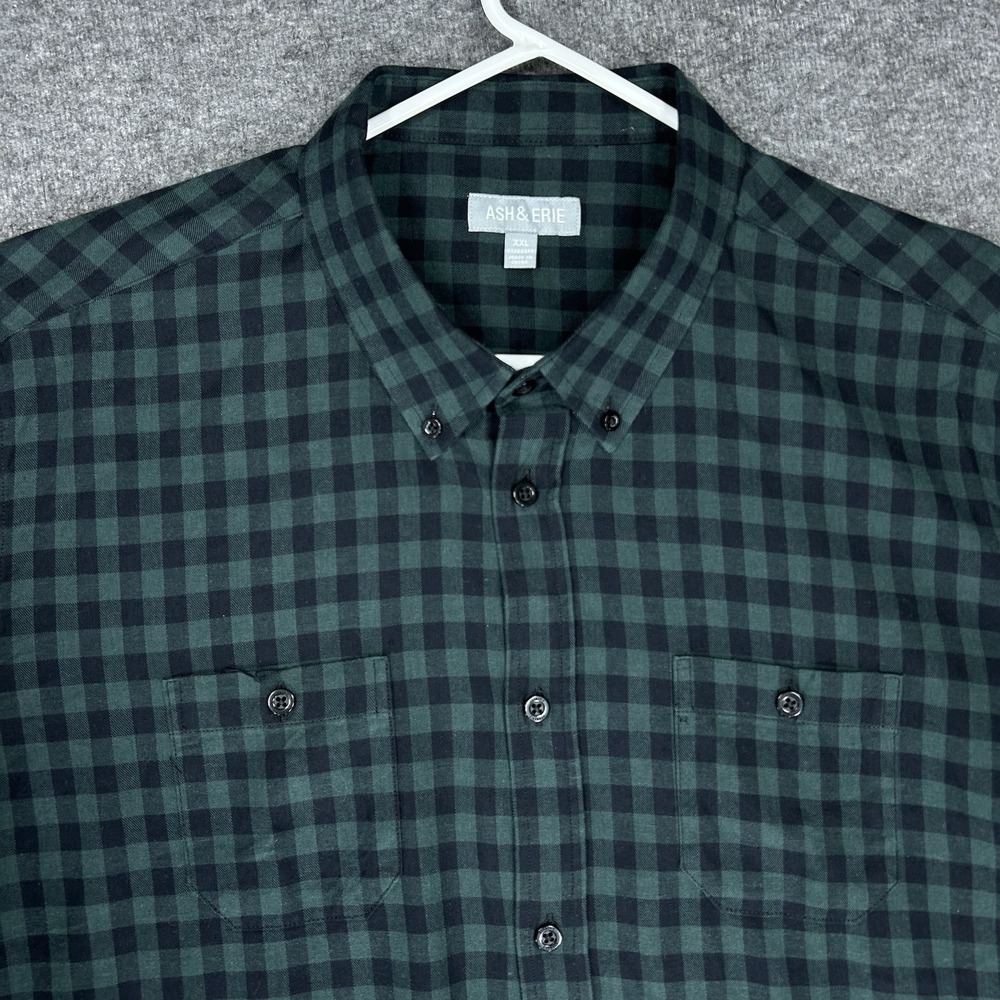 Ash & Erie Shirt Mens XXL Green Blue Check Button Down Standard Fit Preppy